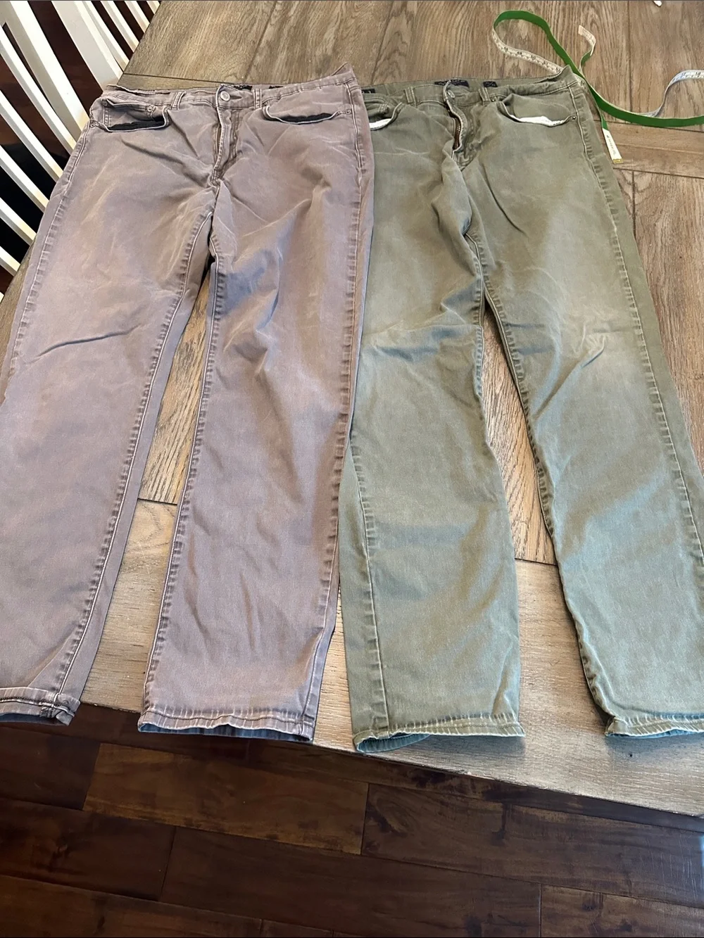 Set of 2 Lucky Brand 121 Slim Straight Jeans Pants Gray Sage Green Men 34x32